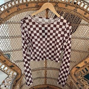 Cropped Checkered Long Sleeve